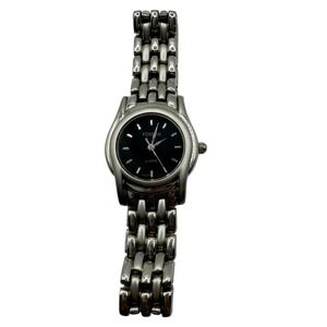 Fondini Women's Silver Tone Black Dial Quartz Bracelet‎ Watch Need Battery D14Q